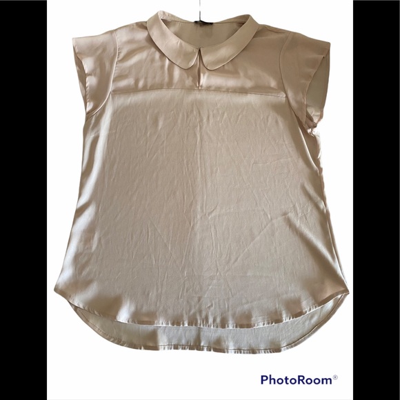 Ann Taylor Tops - Ann Taylor Blush Colored Peter Pan Collar Blouse Size Medium